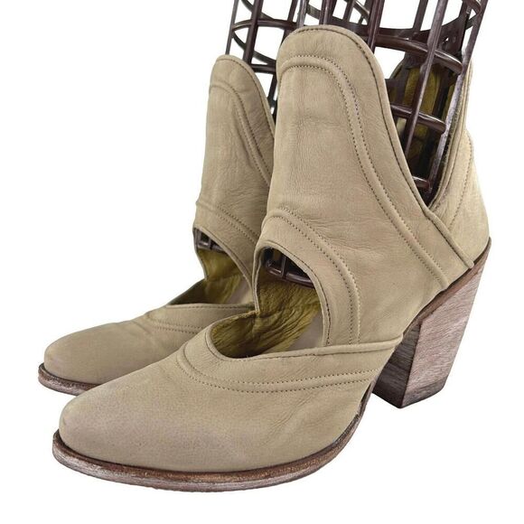 Liberty Black Women's Cutout Ankle Boot US 6 Tan Leather Block Heels Booties - Picture 1 of 12